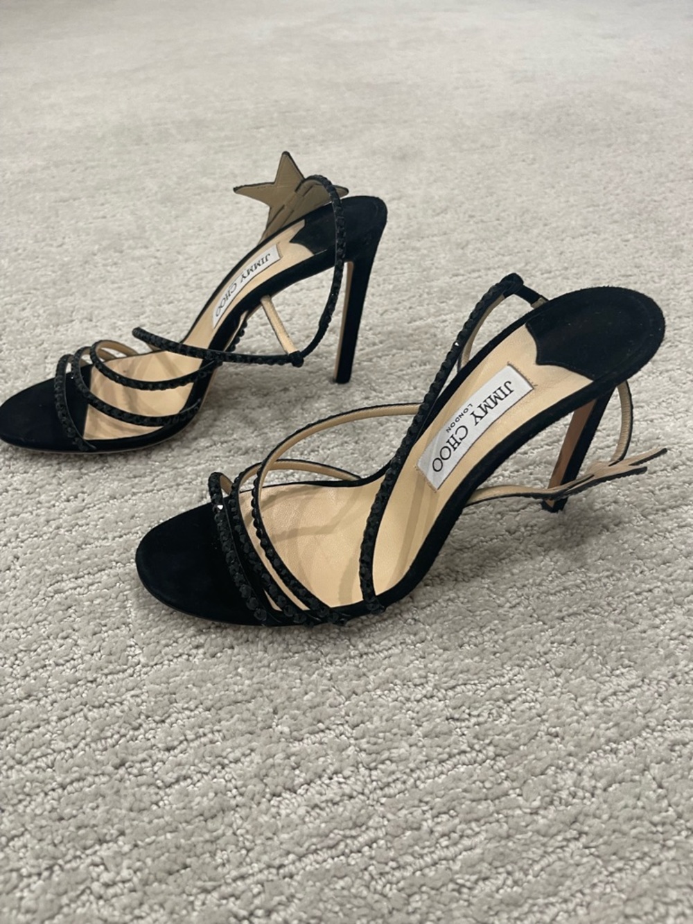 [Jimmy Choo] Black Crystal-Embellished Star Lynn Sandals 8.5 - Picture 9 of 10